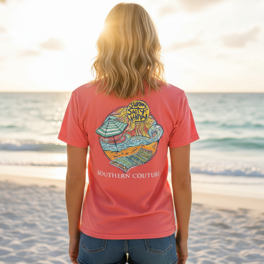 Southern Couture Classic Sunny Salty Happy T-Shirt