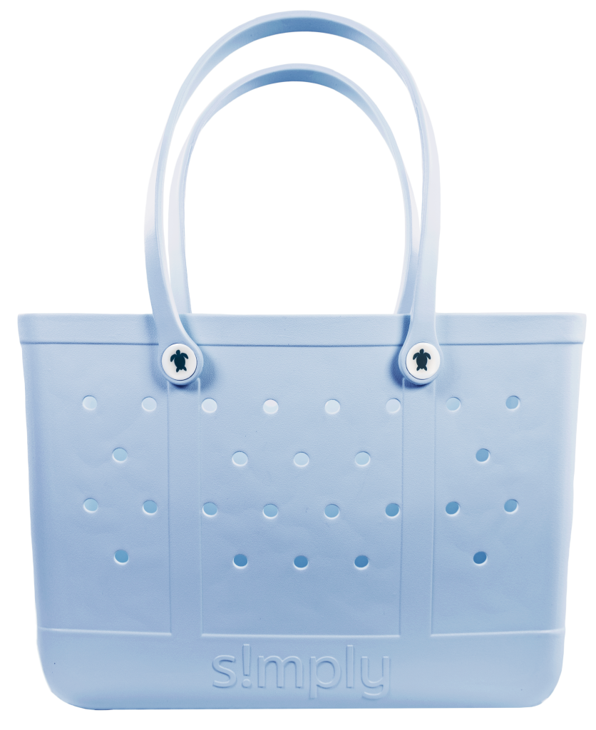 Simply Southern Solid Cool Blue Beach Waterproof Washable Large Tote Bag