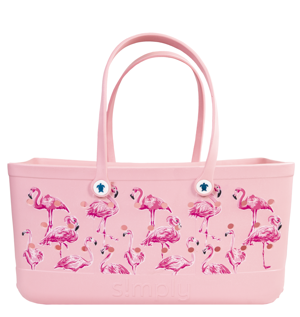 Simply Southern Flamingo Beach Waterproof Washable Utility Tote Bag