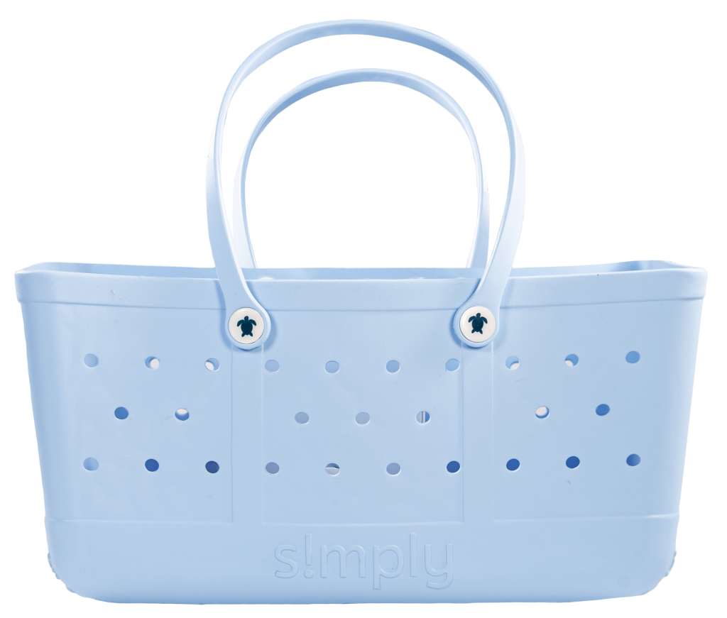 Simply Southern Solid Cool Blue Beach Waterproof Washable Utility Tote Bag