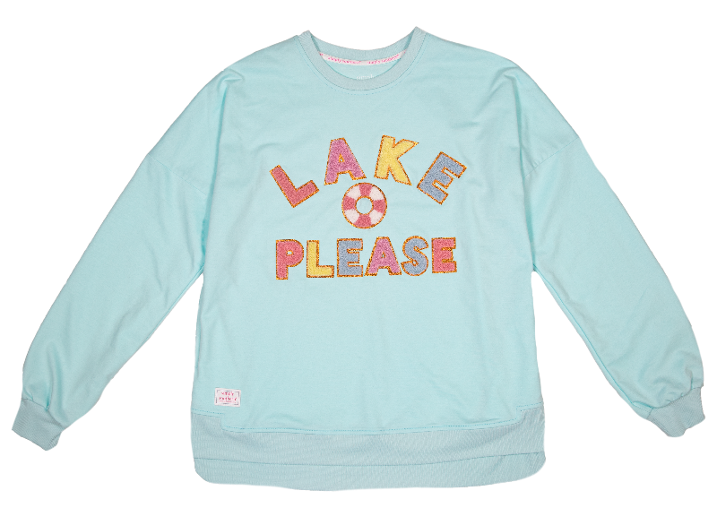 Simply Southern Sparkle Lake Please Long Sleeve Jersey Crew T-Shirt
