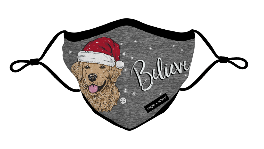 Simply Southern Preppy Believe Santa Dog Holiday Protective Mask
