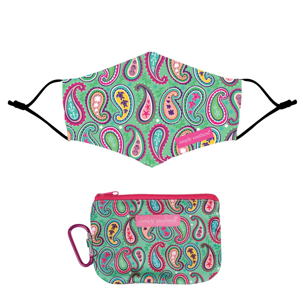 Simply Southern Paisley Turquoise Protective Mask With Pouch