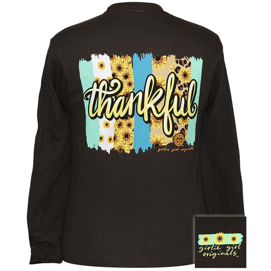 Girlie Girl Originals Preppy Thankful Sunflower Pattern Long Sleeve T-Shirt