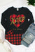 XOXO Valentines Day Love Plaid Cuff and Hem Long Sleeve Shirt