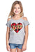 Youth Plaid XOXO Valentine's Day  Cold Shoulder Cut Out Short Sleeve Shirt
