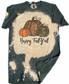 Happy Fall Y&#39;all Camo Acid Wash Dye Canvas Girlie T Shirt