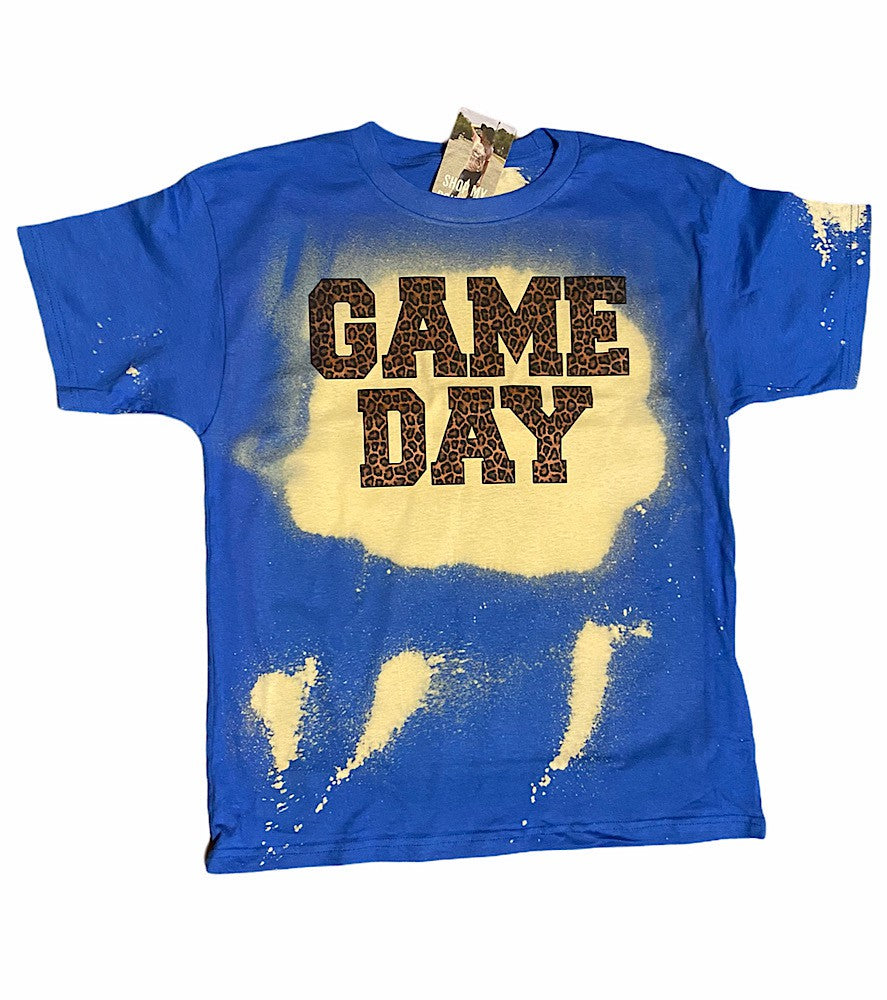 Game Day Leopard Bleached Dye Canvas Girlie T Shirt