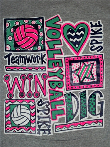 Southern Chics Volleyball Sports Gray Girlie  Bright T Shirt