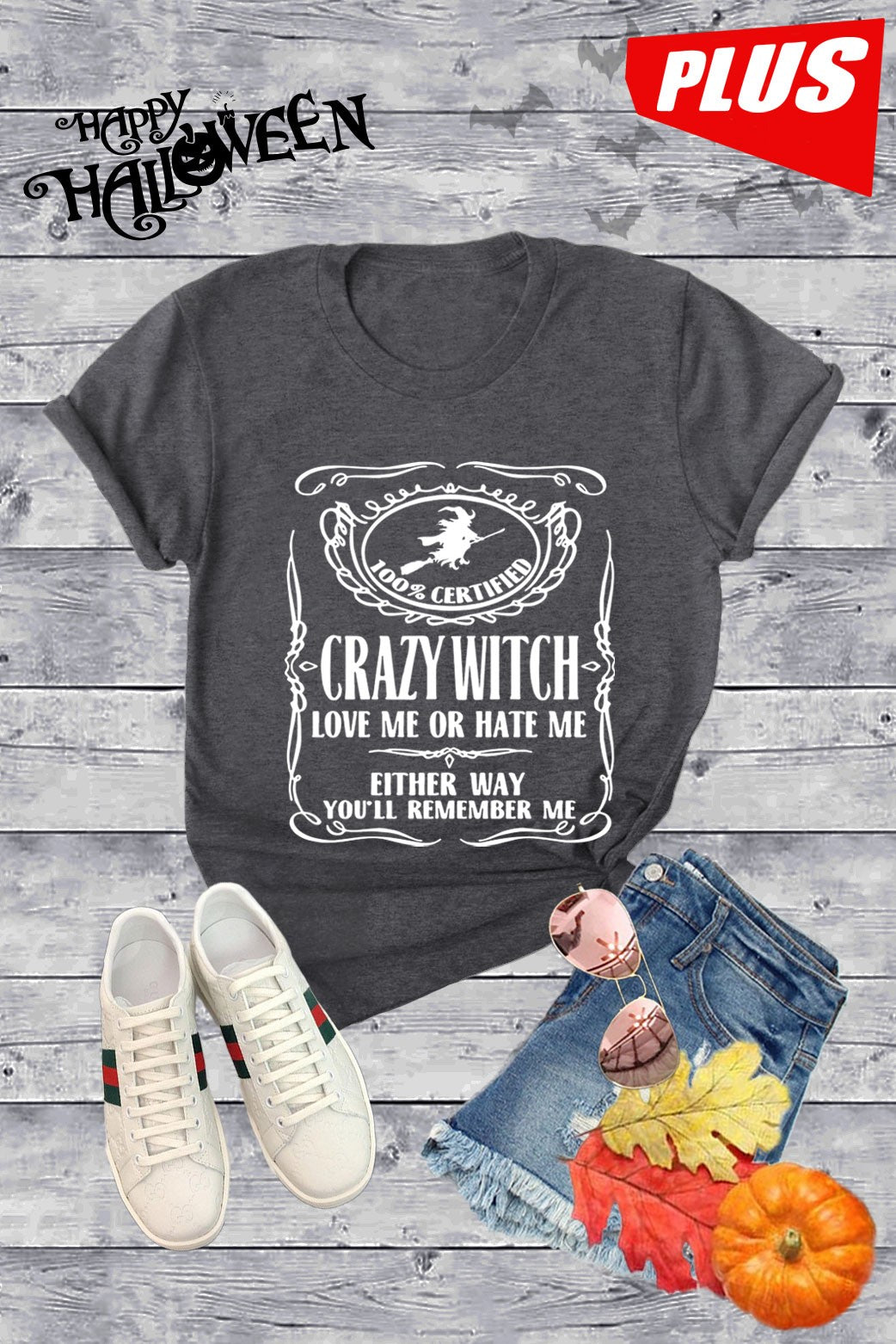 Crazy Witch Love Me or Hate Me Halloween Canvas Girlie V-Neck T Shirt