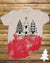 Merry Christmas Tree Trio Leopard Plaid Bleached Dye Canvas Girlie T Shirt