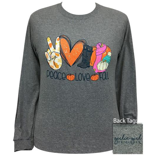Girlie Girl Originals Peace Love Fall Pumpkin Long Sleeves T Shirt