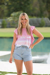 SALE Simply Southern Ruffle Tie Dye Pink Tank Top T-Shirt