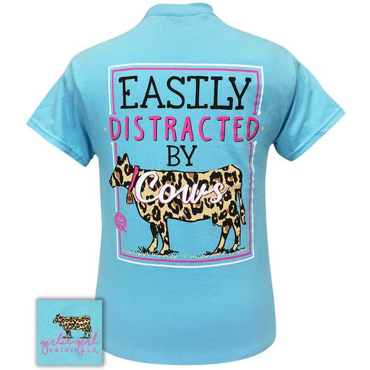 Girlie Girl Originals Preppy Distracted By Cows Leopard T-Shirt