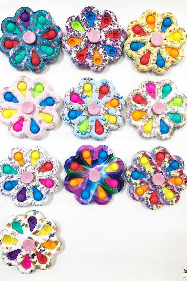 Patterned Fidget Spinner Push Pop It Bubble Fidget Toy