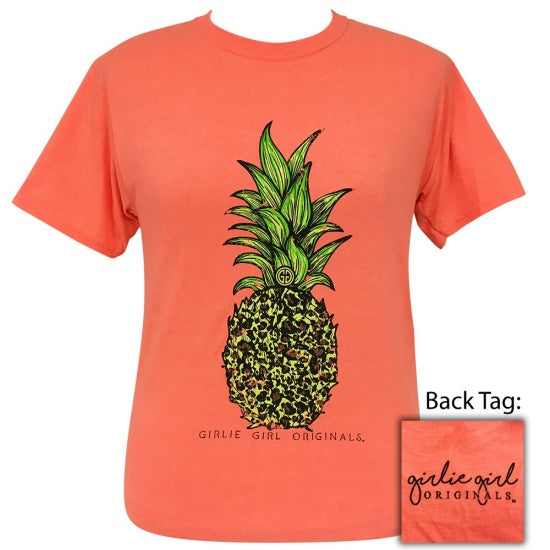 Girlie Girl Originals Preppy Leopard Pineapple Coral T Shirt