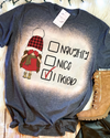 Naughty Nice I Tried Checklist Christmas Bleached Dye Canvas Girlie T Shirt