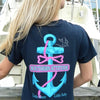 Country Life Outfitters Southern Attitude Anchor Bow Navy Vintage Girlie Bright T Shirt - SimplyCuteTees