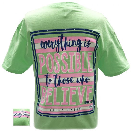 Bjaxx Lilly Paige Anything is Possible to Those who Believe Christian Girlie  Bright T Shirt