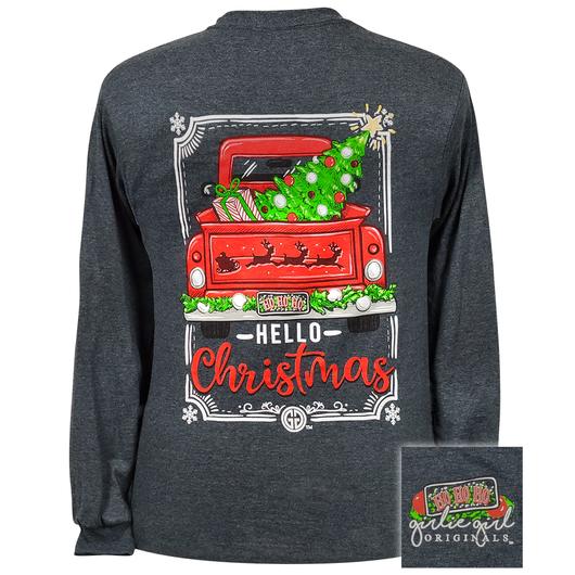 Girlie Girl Originals Hello Christmas Truck Long Sleeves T-Shirt