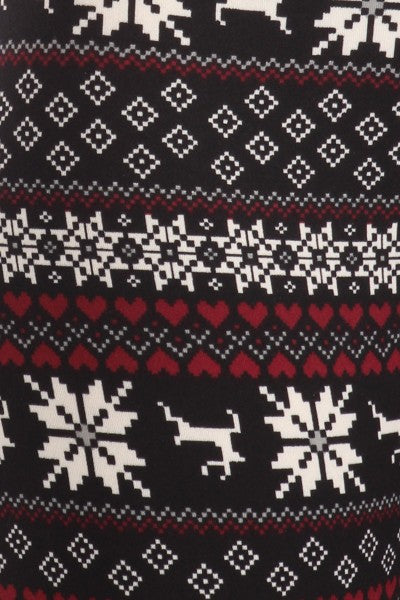 Christmas Fair Isle Burgundy Soft Lounge Fleece Lined Leggings Pants
