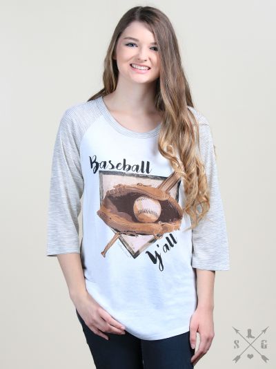 SALE Bjaxx Southern Grace Baseball Y&#39;all Long Sleeve Raglan T-Shirt