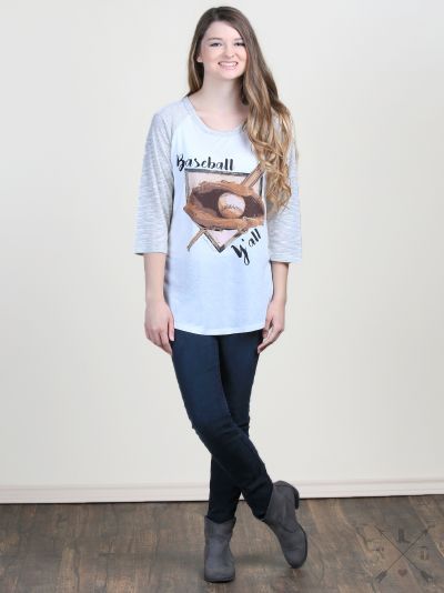 SALE Bjaxx Southern Grace Baseball Y&#39;all Long Sleeve Raglan T-Shirt