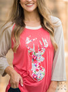 SALE Bjaxx Southern Grace Floral Deer Raglan T-Shirt
