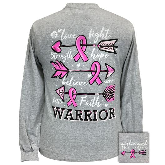 Girlie Girl Originals Breast Cancer Warrior Arrows Long Sleeves T Shirt