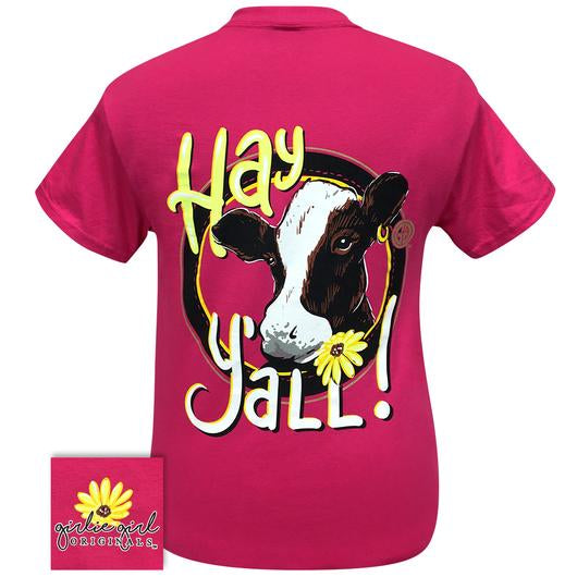 Girlie Girl Originals Preppy Hay Y’all Cow T-Shirt