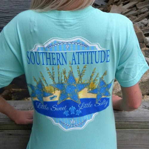 Country Life Outfitters Southern Attitude Mint Starfish Vintage Girlie Bright T Shirt - SimplyCuteTees