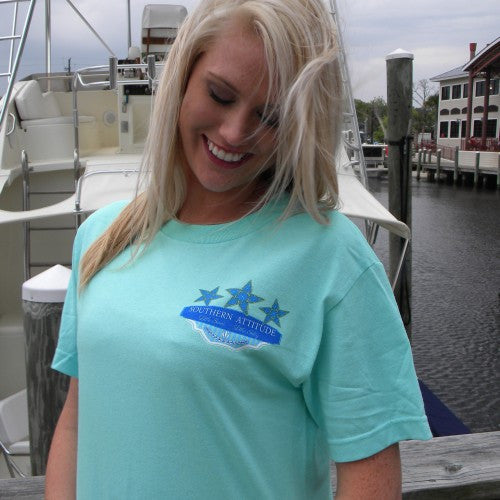 Country Life Outfitters Southern Attitude Mint Starfish Vintage Girlie Bright T Shirt - SimplyCuteTees