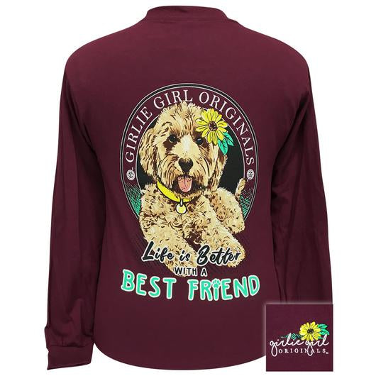 Girlie Girl Originals Best Friend Dog Sunflower Long Sleeves T Shirt