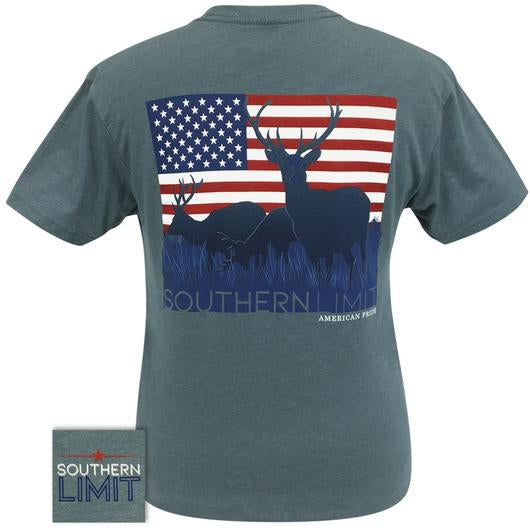 Southern Limits Deer American Flag Unisex T-Shirt