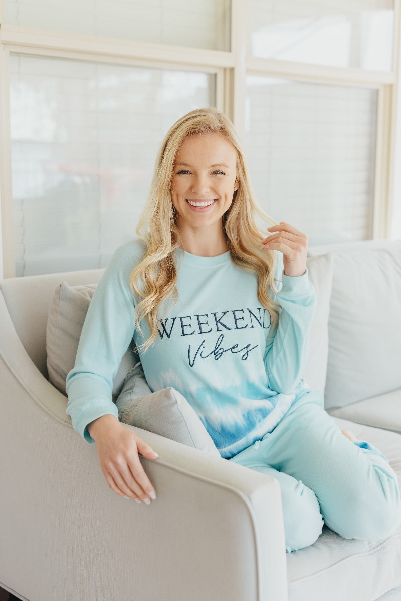SALE Simply Southern Weekend Vibes Stripe Tiedye Crew T-Shirt