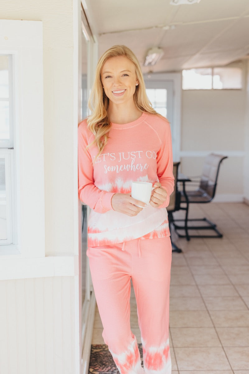 SALE Simply Southern Go Somewhere Stripe Tiedye Crew T-Shirt