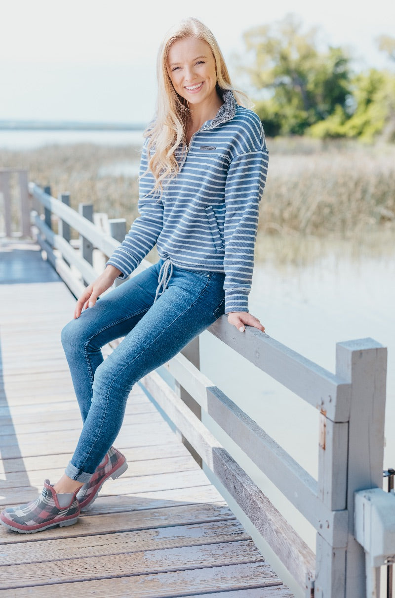 SALE Simply Southern Boyfriend Stripe Pullover Sweater Jacket