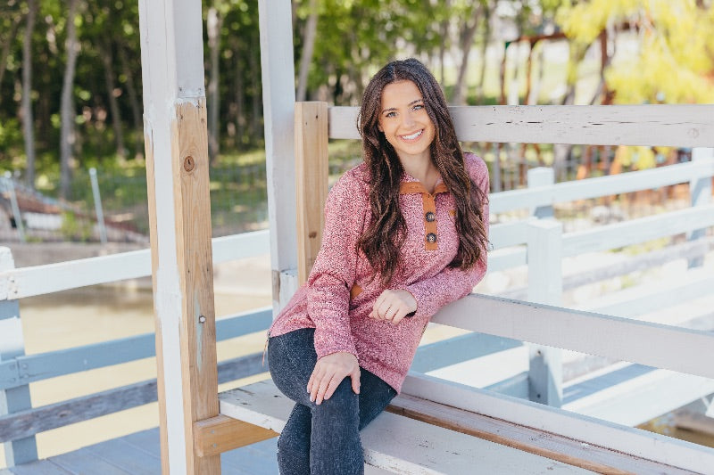 Simply Southern Preppy Maroon Pullover Sweater Jacket