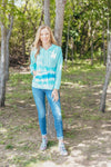 Simply Southern Blue Stripe Tiedye Pullover Hoodie T-Shirt