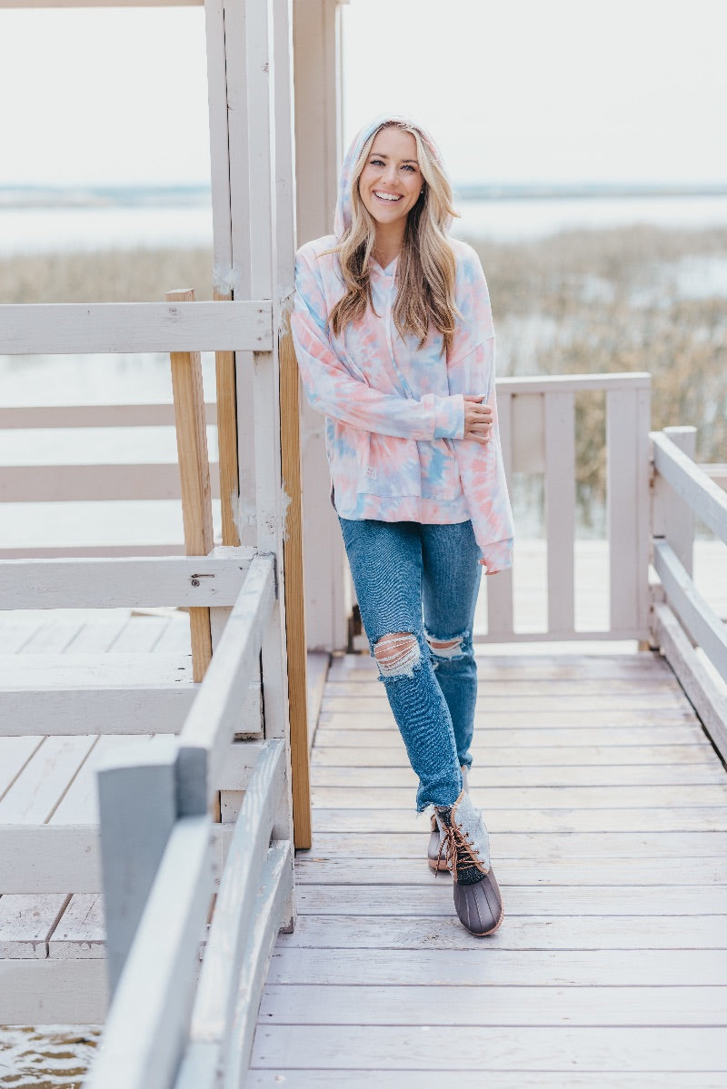 Simply Southern Peach Swirl Tiedye Pullover Hoodie T-Shirt