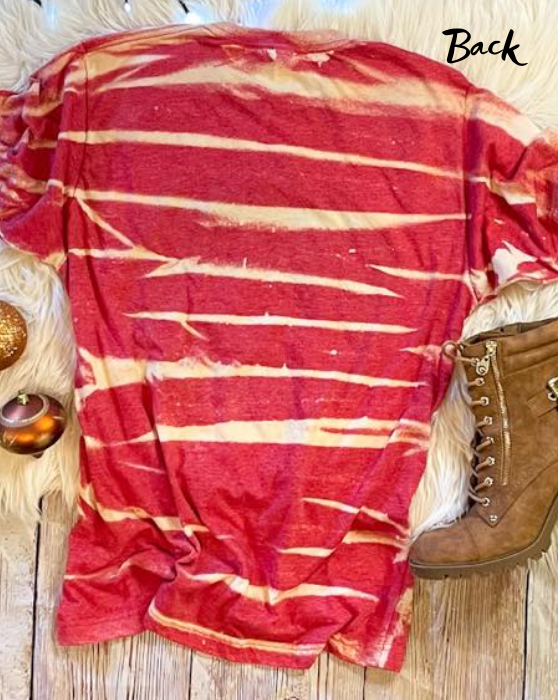 Snowman Let it Snow Leopard Plaid Bleached Dye Canvas Girlie T Shirt