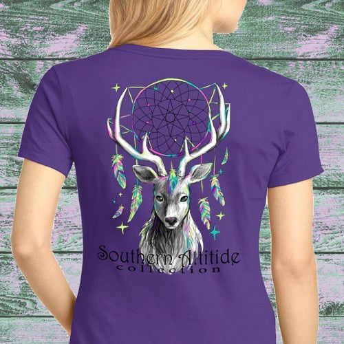 Southern Attitude Preppy Feather Deer Dream T-Shirt