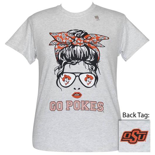 Girlie Girl Originals Preppy Oklahoma State Messy Bun T-Shirt