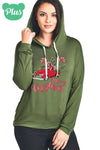 SALE Merry Christmas Truck Candy Cane Holiday Long Sleeve Hoodie
