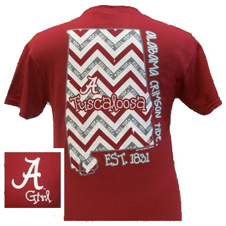 Sale Alabama Crimson Tide Chevron State Bright T Shirt