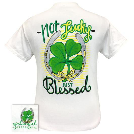 Girlie Girl Originals Preppy Not Lucky Just Blessed Shamrock Irish T-Shirt