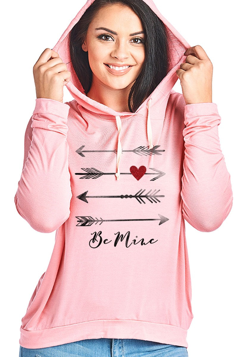 SALE Be Mine Arrows Valentines Day Long Sleeve Hoodie