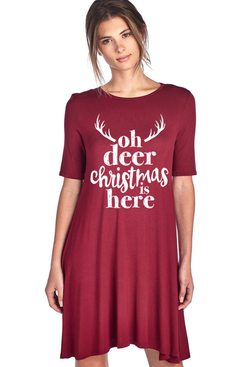 SALE Oh Deer Christmas is Here Holiday Casual Dress Medium for woman SALE Oh Deer Christmas is Here Holiday Casual Dress Medium for woman