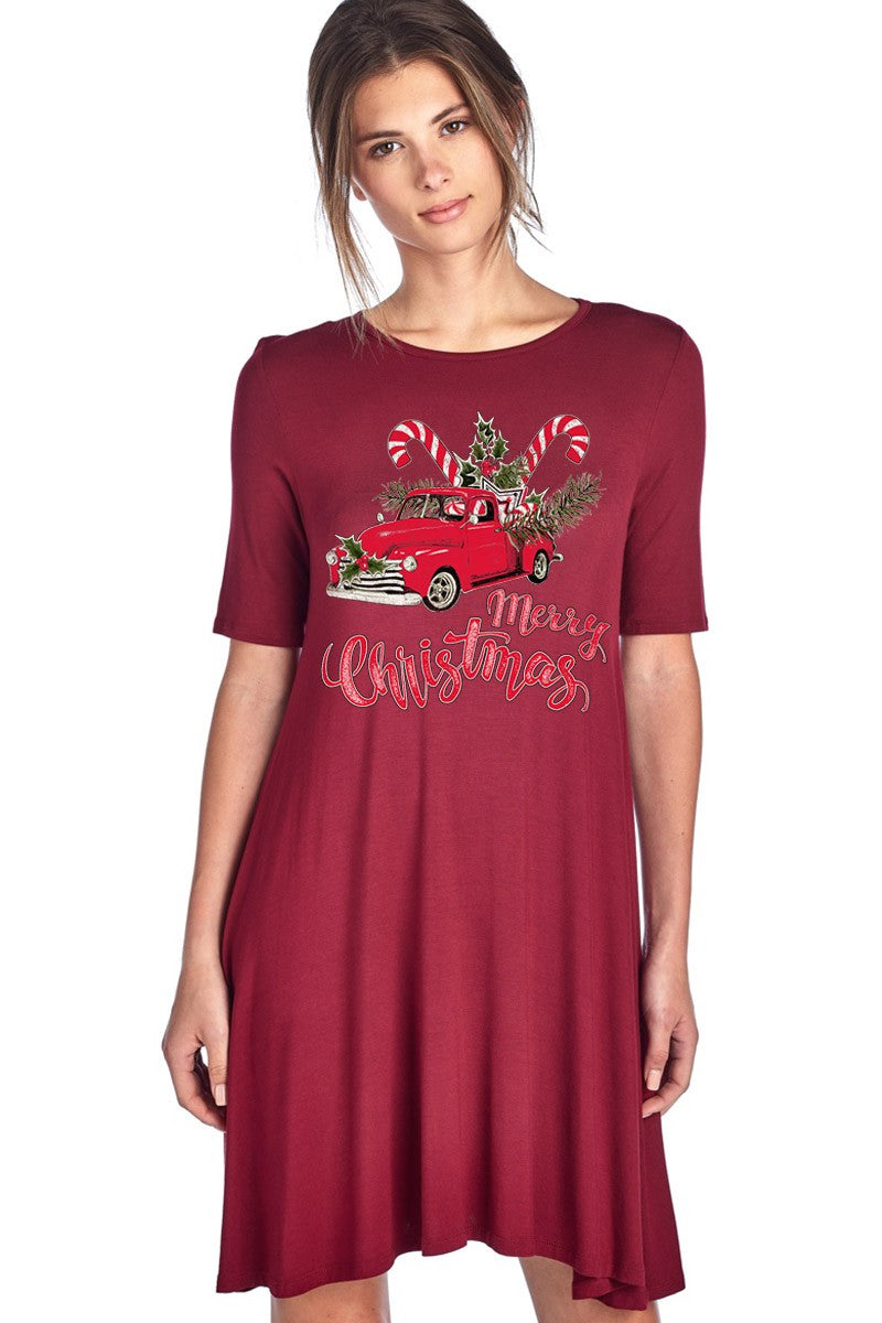 SALE Merry Christmas Truck Holiday Casual Dress
