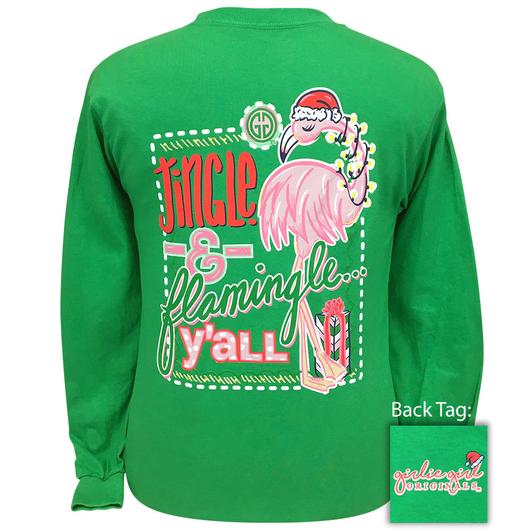 Girlie Girl Originals Jingle And Flamingle Flamingo Christmas Long Sleeves T Shirt